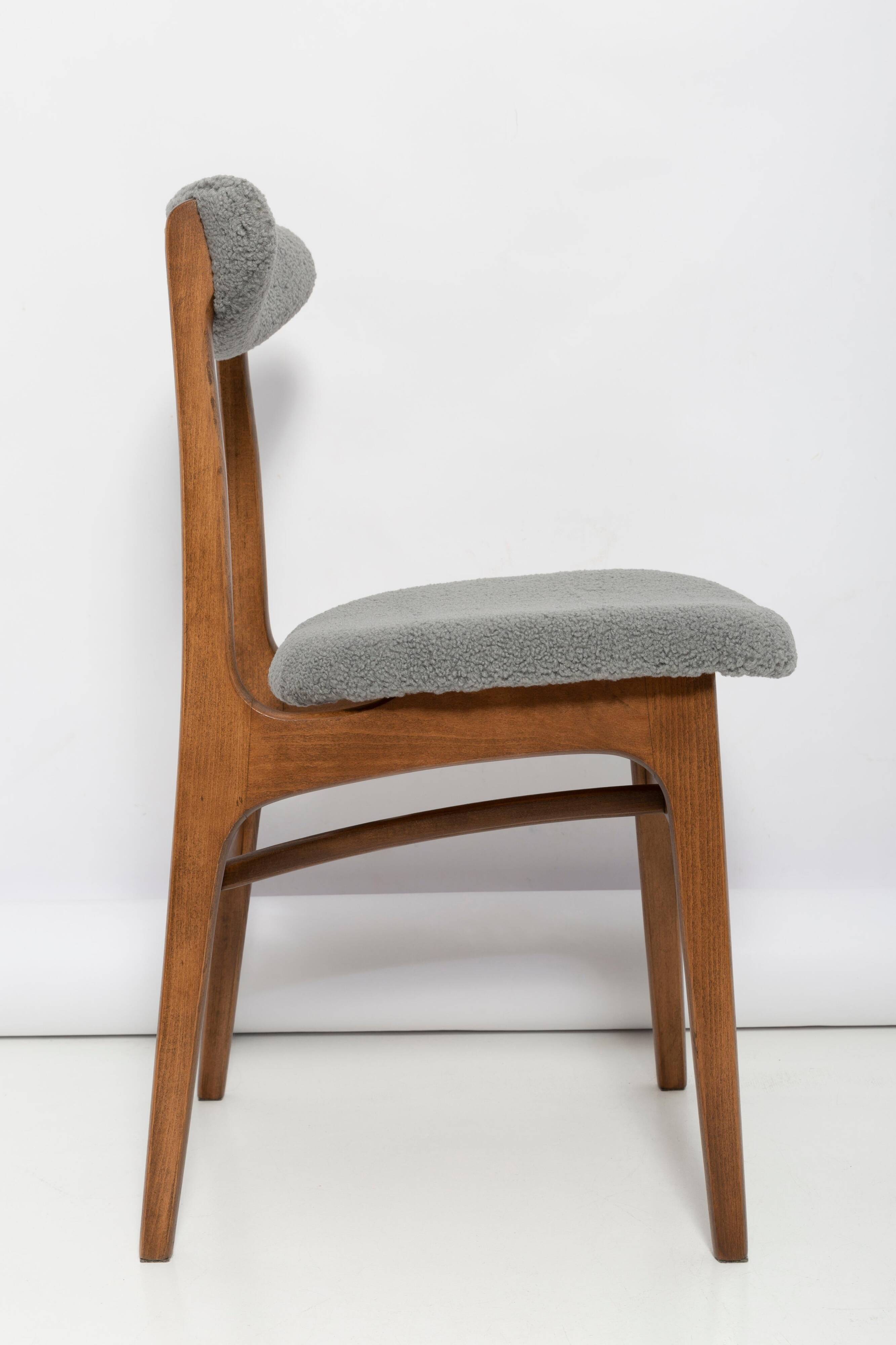 Mid-century boucle armchair in grey designed by Rajmund Hałas, Poland, 1960s.