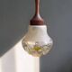 Teak wood and Mazzega style glass pendant lamp
