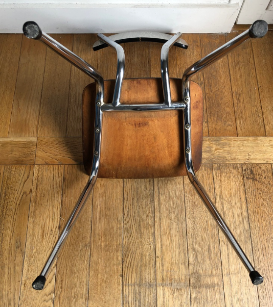 White and grey Formica chairs