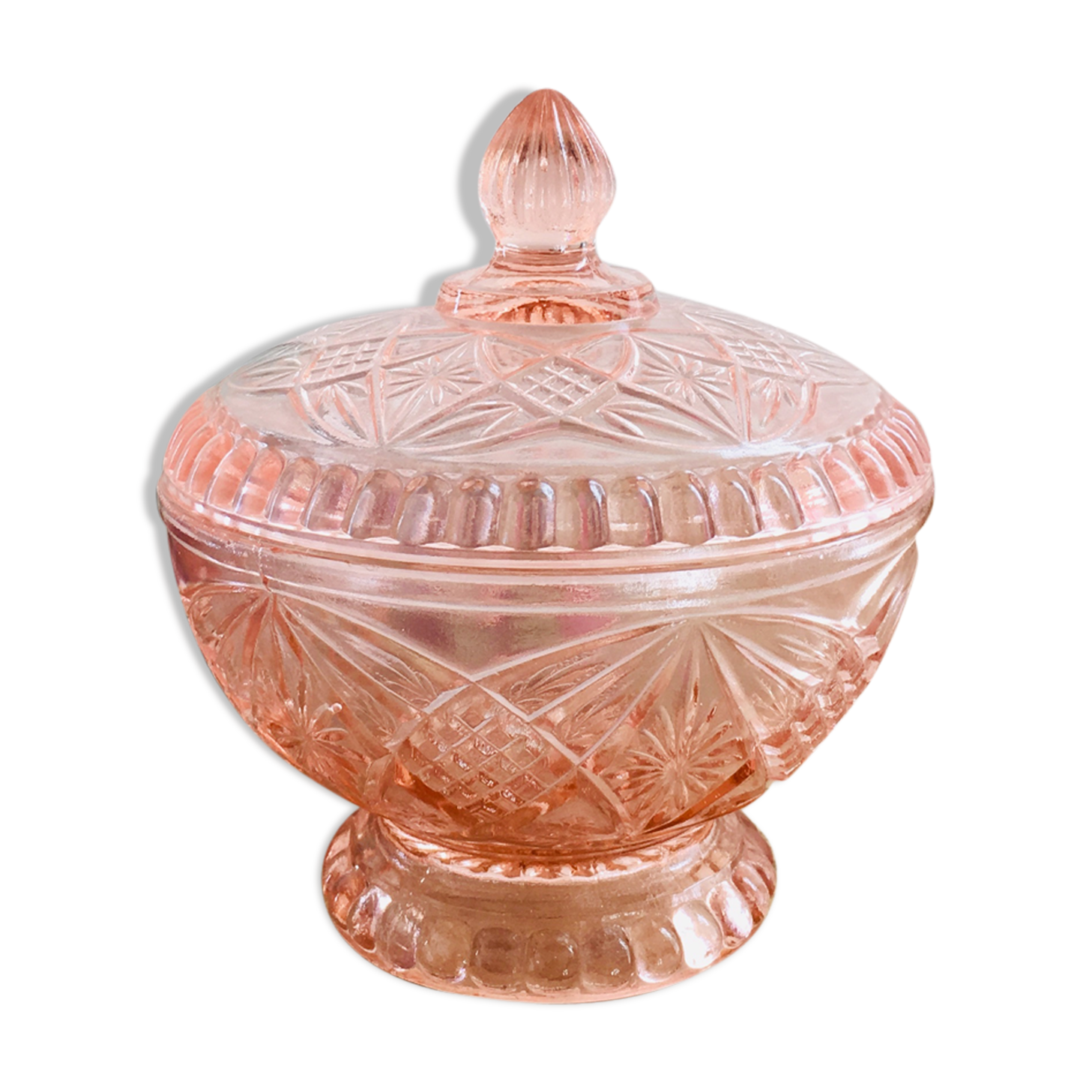 Pink glass candy box