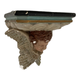 Nineteenth century plaster wall console, cherub decoration