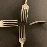 Set 4 fourchettes en métal argenté modèle Baguette