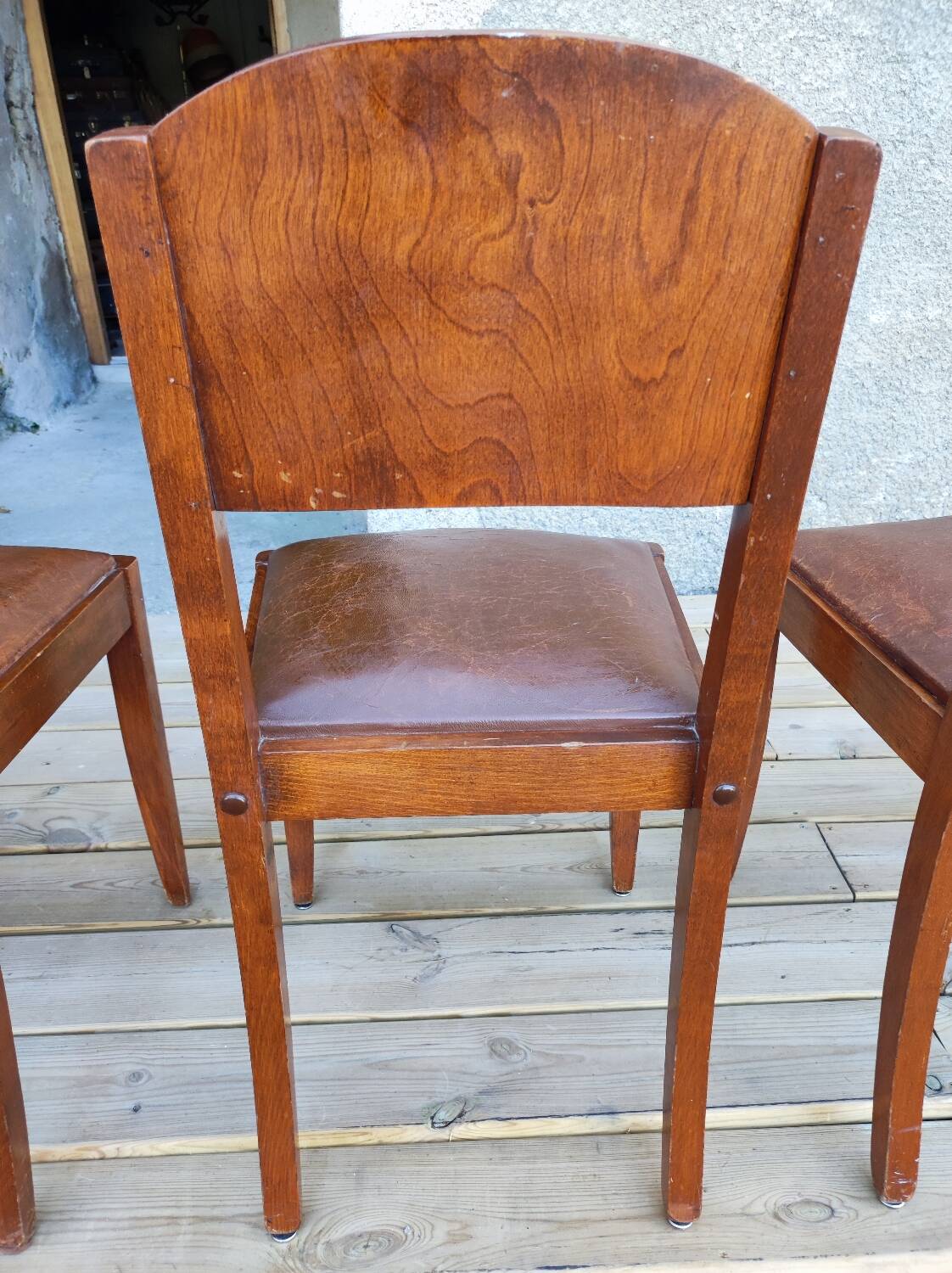 Set of 6 STELLA chairs, Art Deco, leather seat