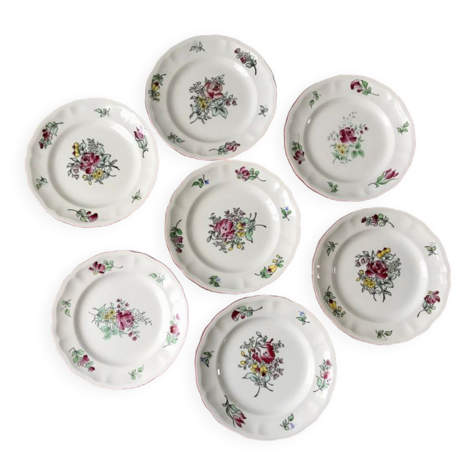 Set of 7 dessert plates Lunéville years 40 50