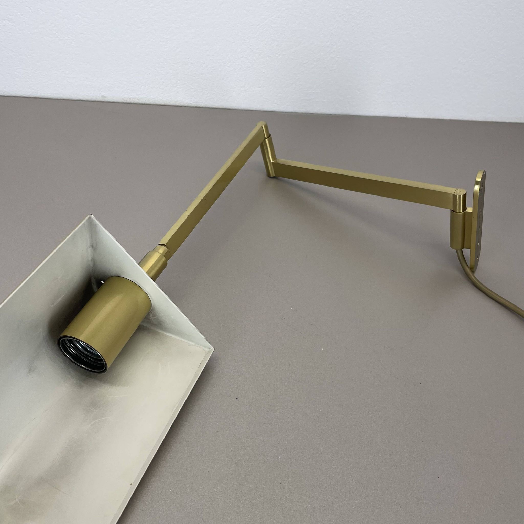 Large 77cm  omi swing arm brass acryl glass wall light italy 1970s