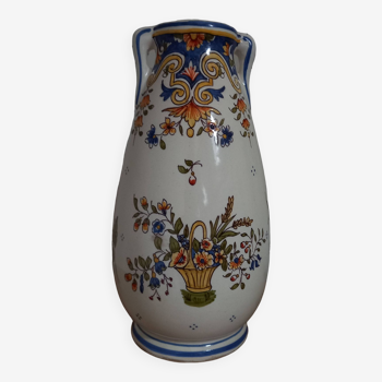 Ancien vase en faïence de Desvres Fourmaintraux Frères (1879-1887). Blason de Bayeux.