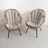 Set of 2 Rattan Bucket Loungechairs 1960s