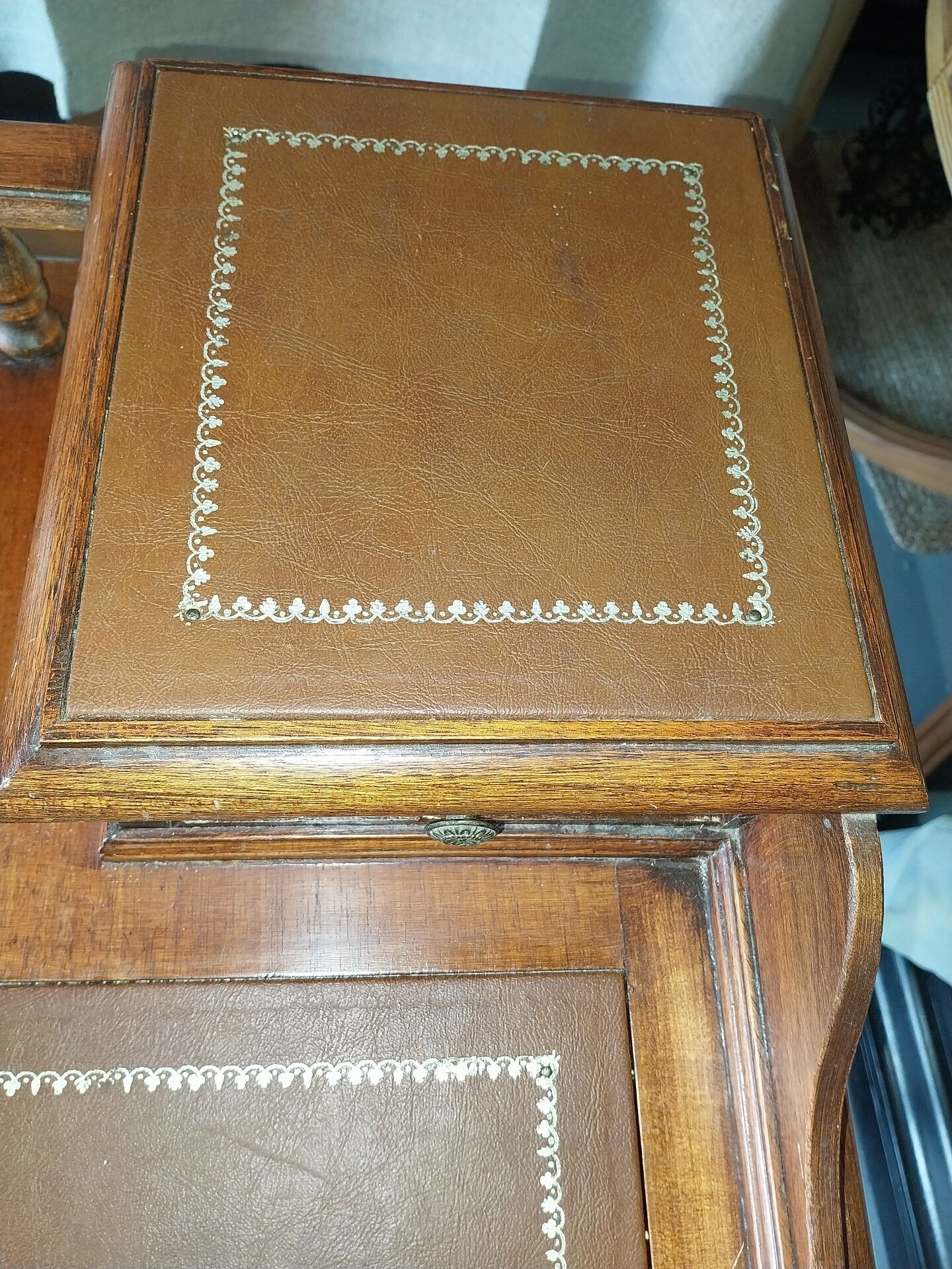 19th-century oak and leather desk