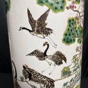China, Important porcelain scroll vase decorated with cranes and flora, 19th century