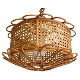 Handcrafted Bamboo and Rattan Pendant Lamp, Spanish Modernist, 1960s