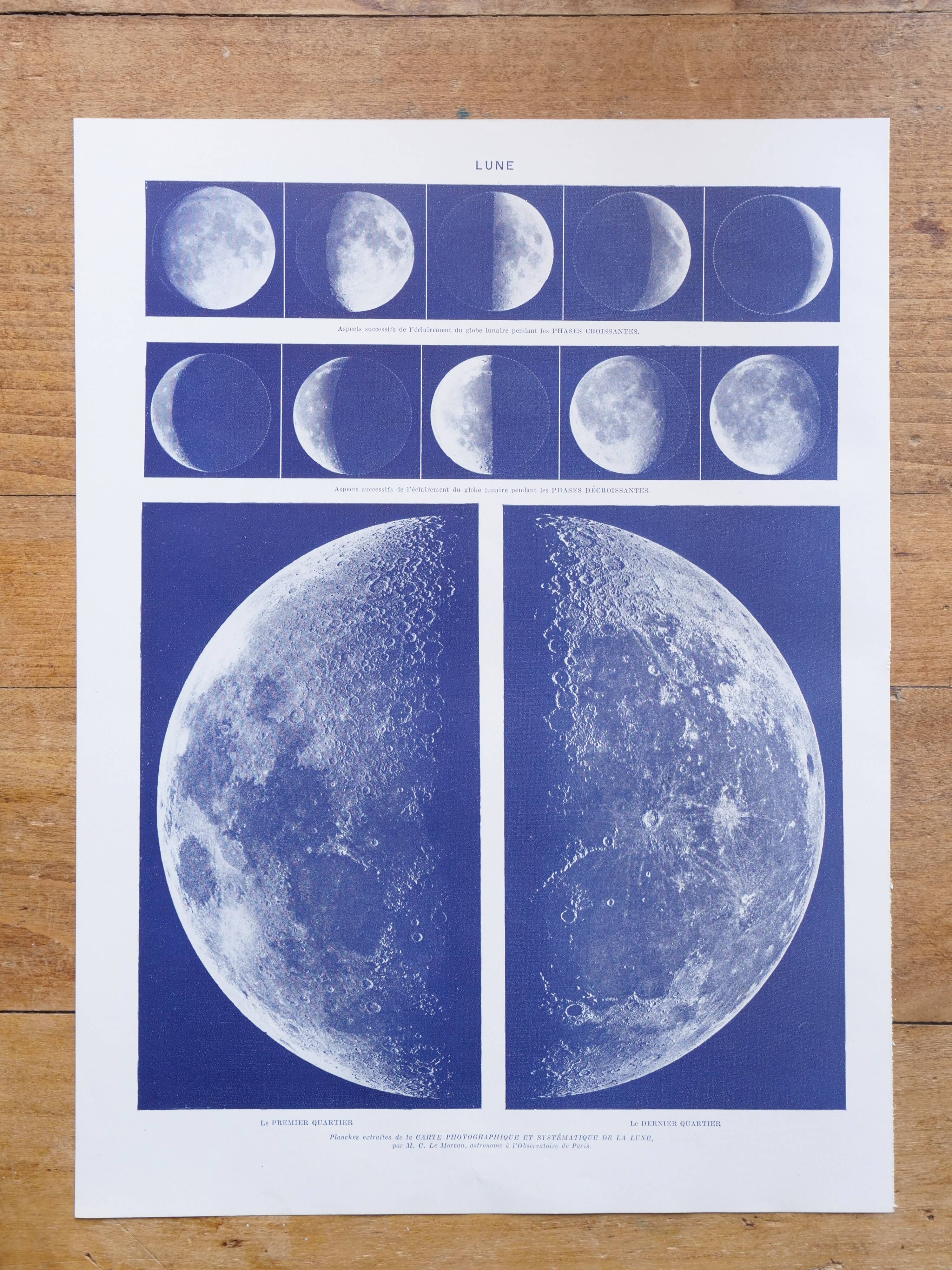 Set of 2 original lithographs on the sky and the moon