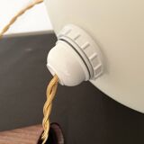 Scandinavian pendant light in opaline and teak