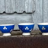 7 mini coffee bowls with blue polka dot decoration