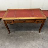 Louis XV Style Desk - Cherry Wood - Red Leather Top - with Extensions