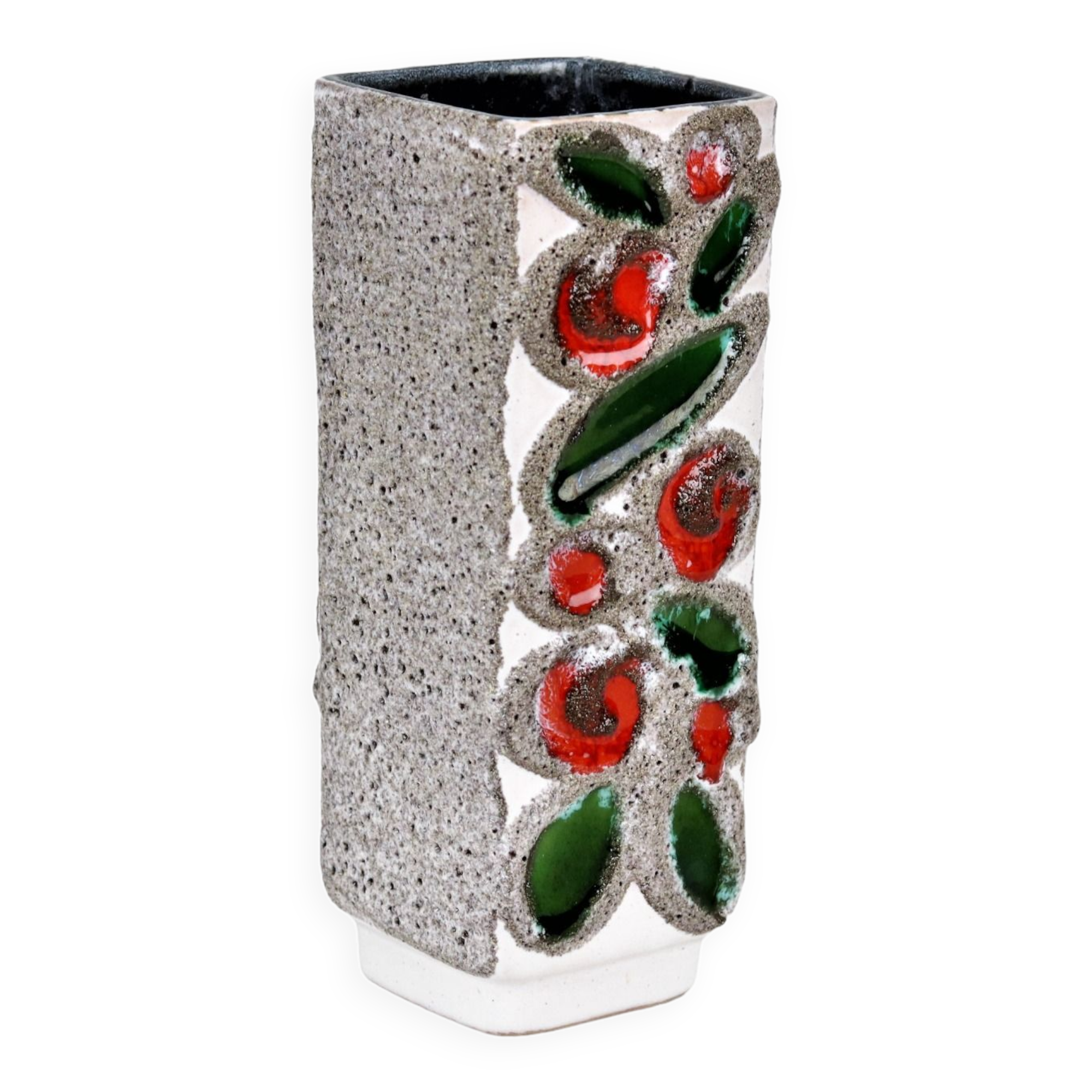 Vintage Vase Fat Lava Glaze Strehla Keramik East Germany 18cm