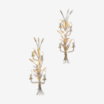 Pair of wheat epi sconces