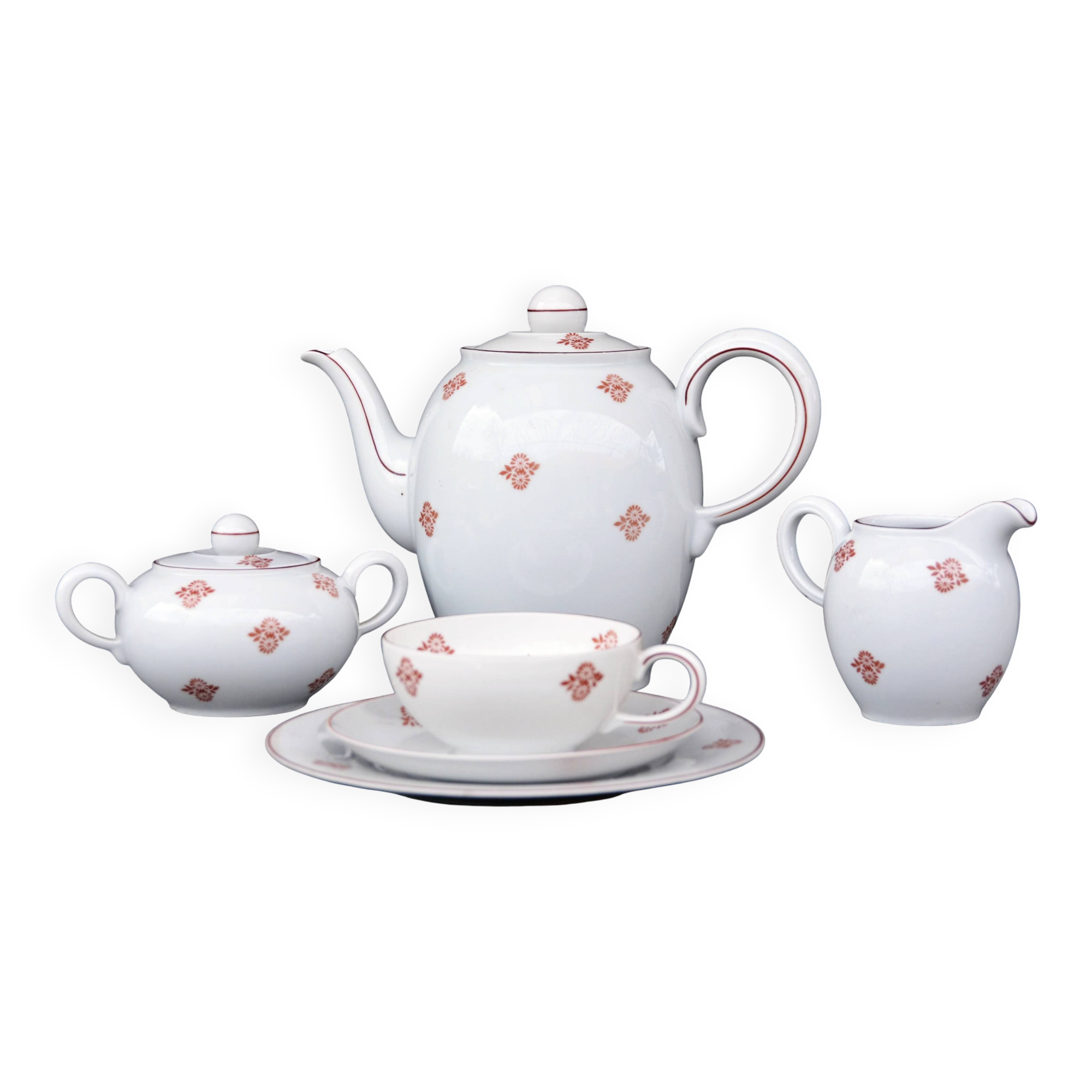 Vintage Volkstedt Germany Porcelain Tea & Caffee Set with Creamer and Sugar