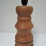 Pied de lampe XL bois massif veiné tourné vintage