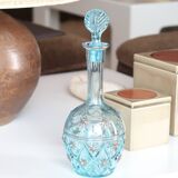 Turquoise blue glass decanter, golden décor, 5O years