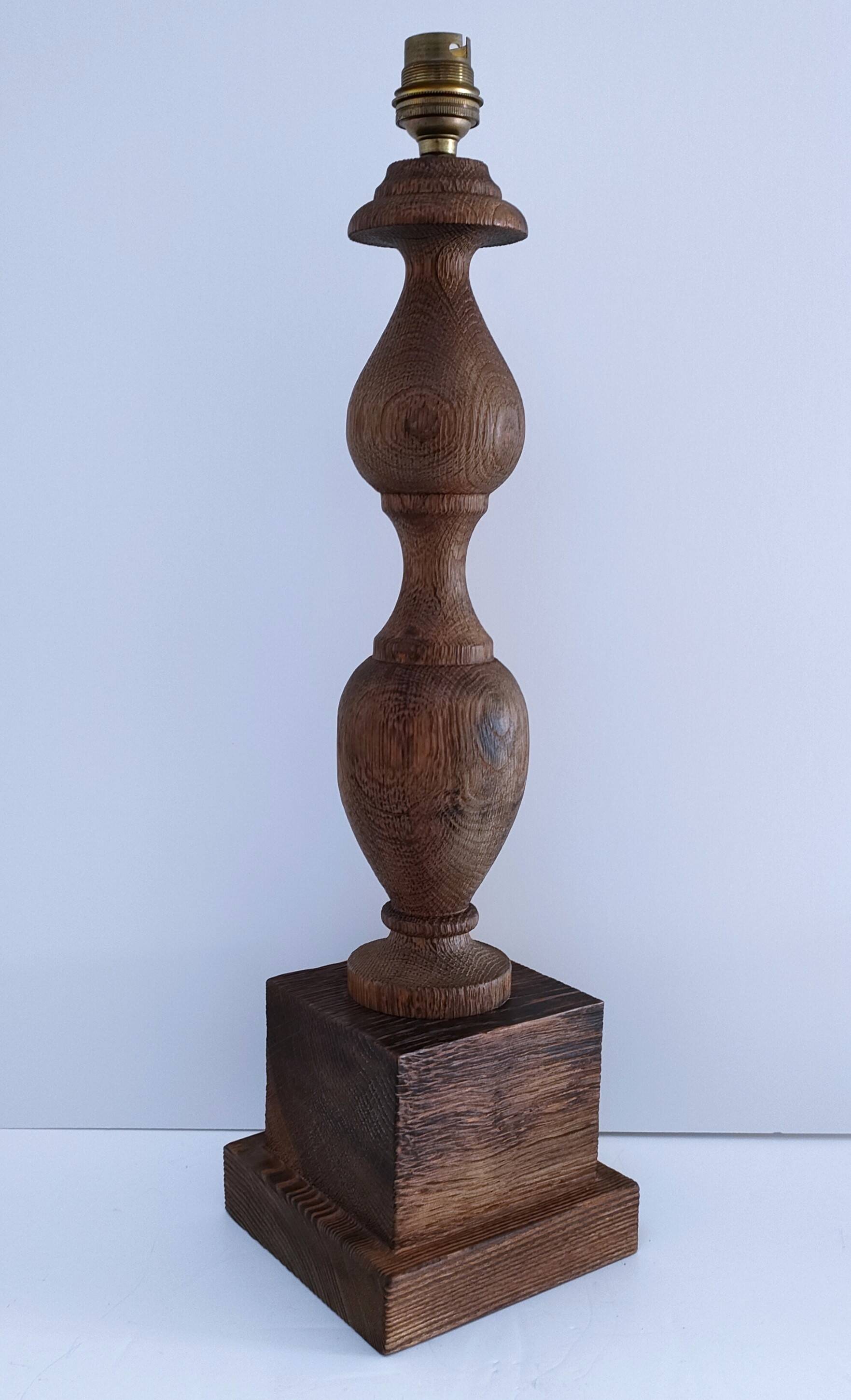 XL turned solid wood lamp base H.45.5 cm