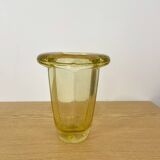 Art Deco vase in thick glass with an inverted rim, 1930s to 1950s.