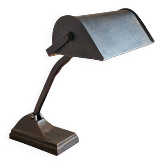 Black cast iron desk lamp, industrial Bauhaus design