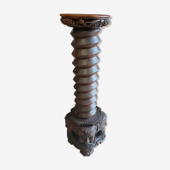 Press screw carved in oak