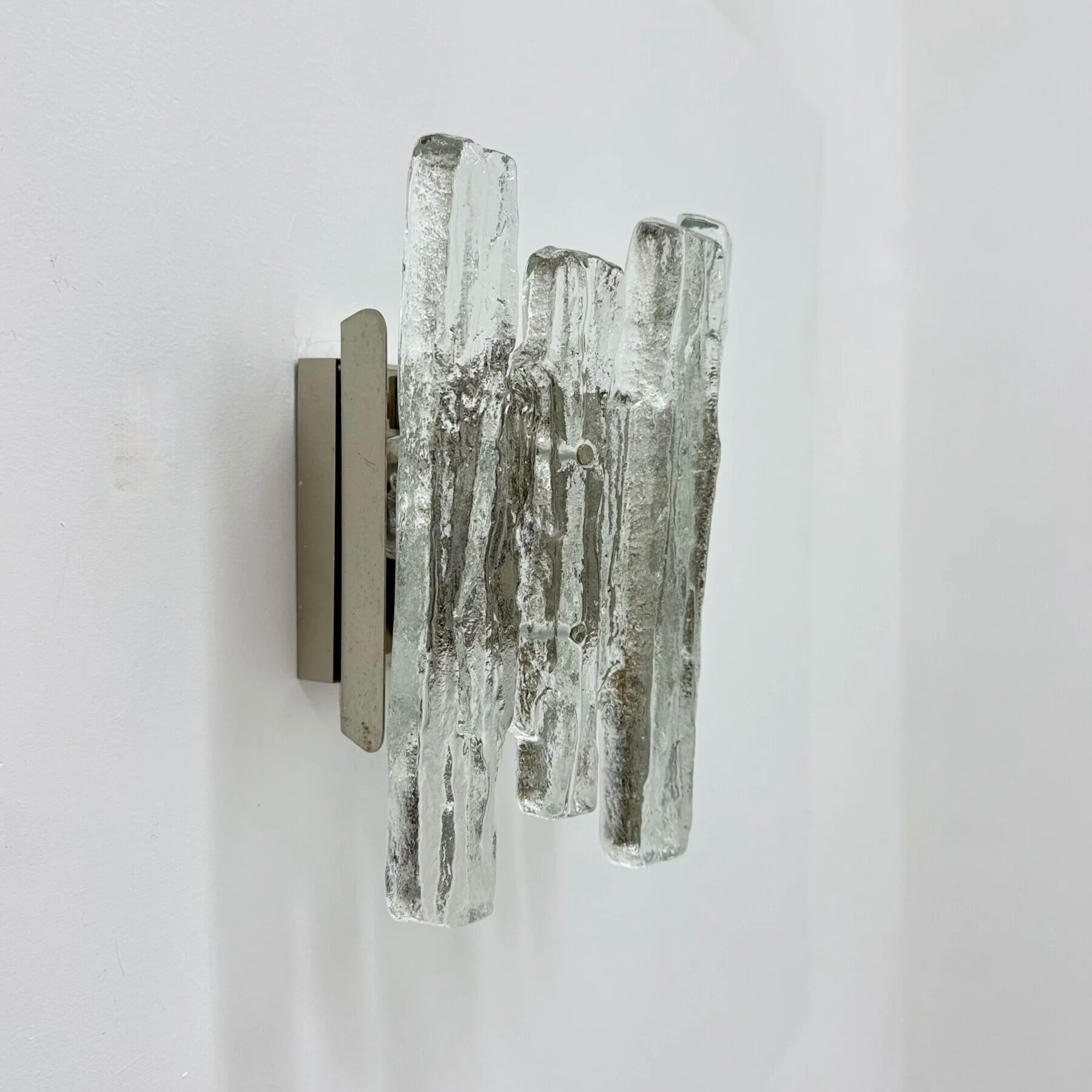 Wall sconce ice glass and metal by J.T. Kalmar for Kalmar, 60s