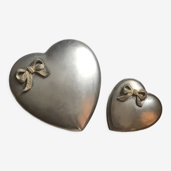 Set of 2 silver heart boxes