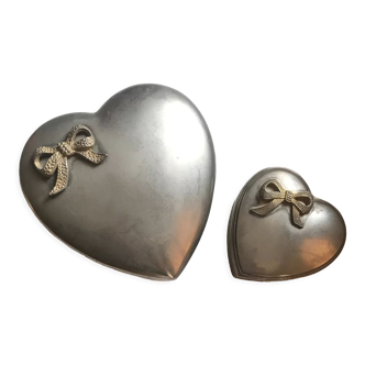 Set of 2 silver heart boxes