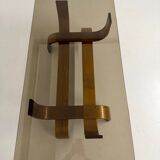 Vintage Fubo coffee table, 1970s design, made of bent wood and smoked glass