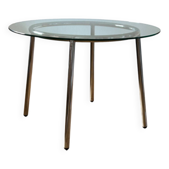 Vintage ikea glass chrome dining table