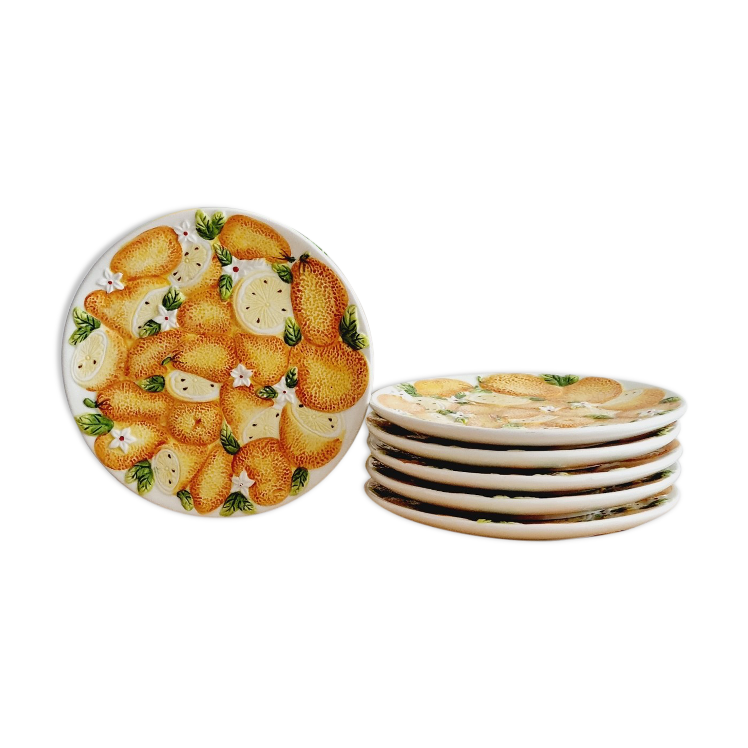 6 orange slip plates