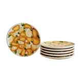 6 orange slip plates