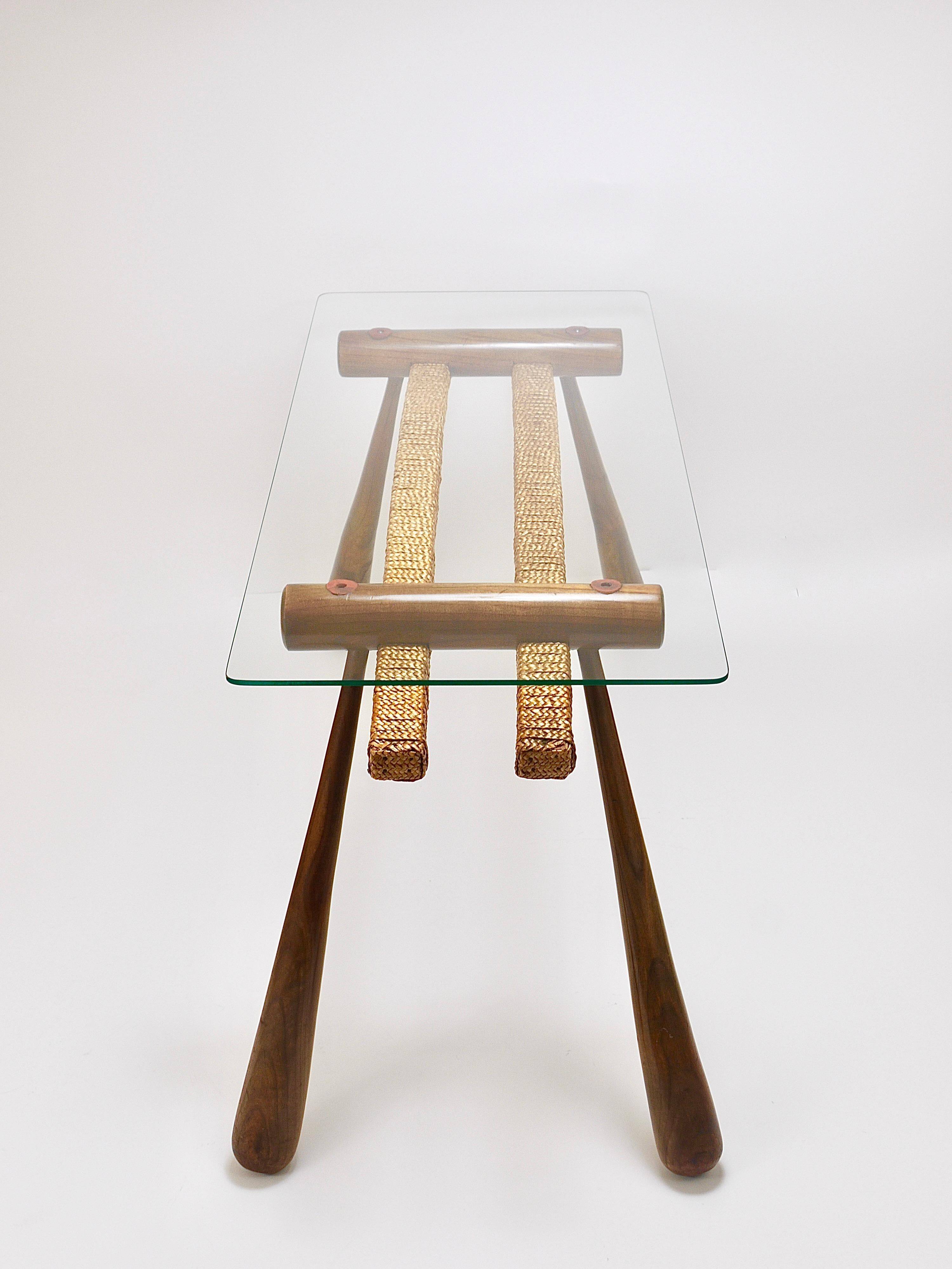 Mid-century side table by Max Kment, maple, cord, Austria, 1950s