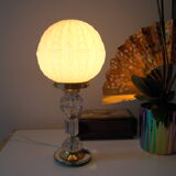 Lampe art déco rose pied en cristal taillé