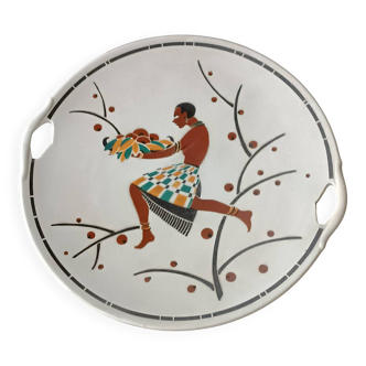 Geo Condé Kg Lunéville flat earthenware fruit holder Joséphine Baker