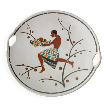 Geo Condé Kg Lunéville flat earthenware fruit holder Joséphine Baker