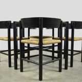 Fritz hansen / scandinavian papercord dining set (5) / mogens lassen / denmark 1960s