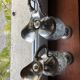 Pair of glass and silver metal ewers