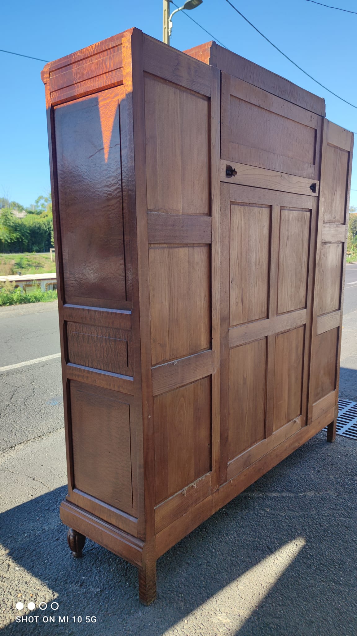 Bibliothèque de bureau 1925 en acajou ondé massif