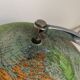 Vintage 1960s Perrina glass globe, green lacquered, world map - 33 cm