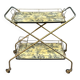 Vintage gold folding wheeled dessert trolley Toile de Jouy 1970s bar furniture