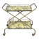 Vintage gold folding wheeled dessert trolley Toile de Jouy 1970s bar furniture