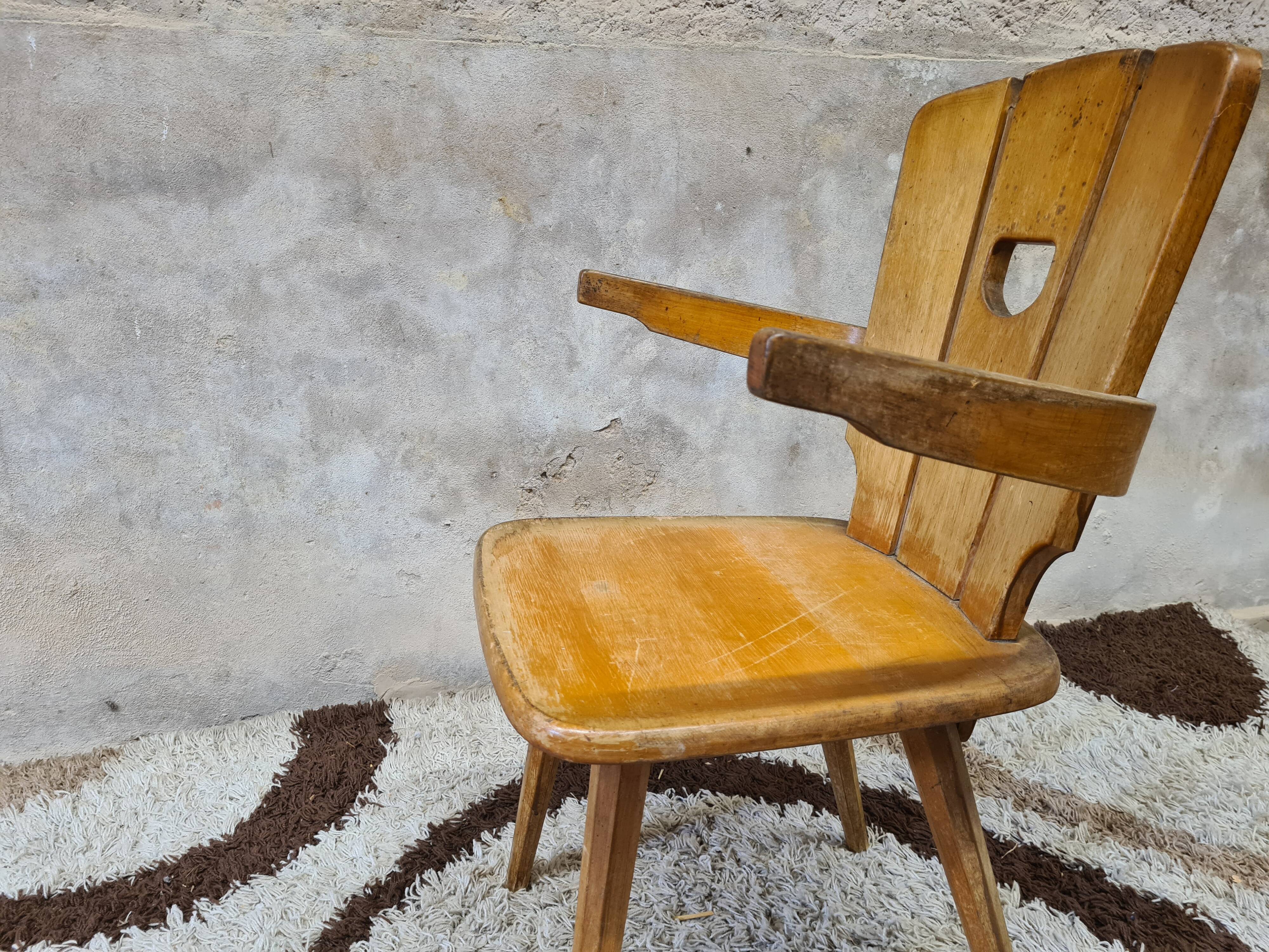 Brutalist wooden chair 1960