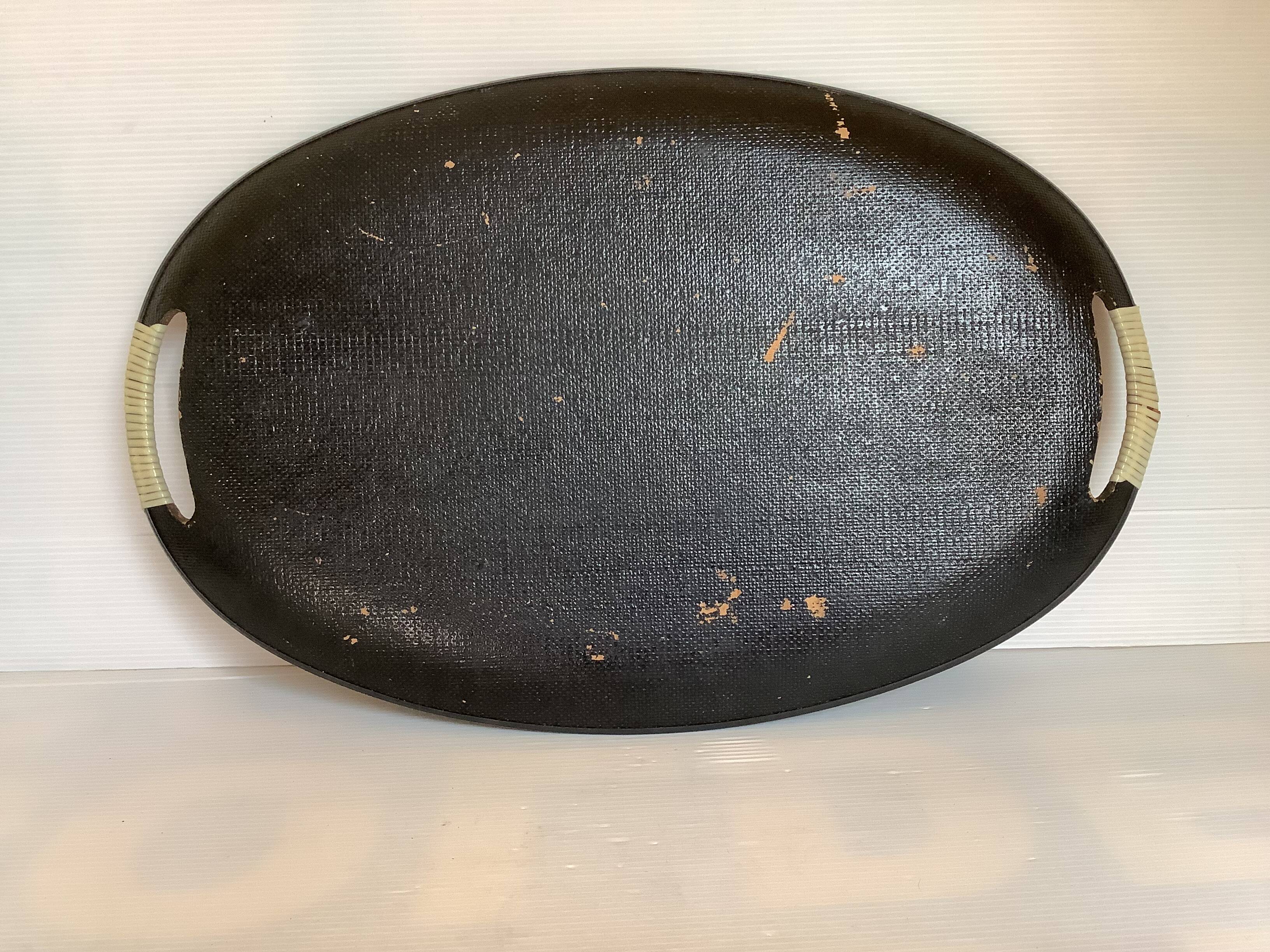 Oval tray glittery flowers handles scoubidou japan