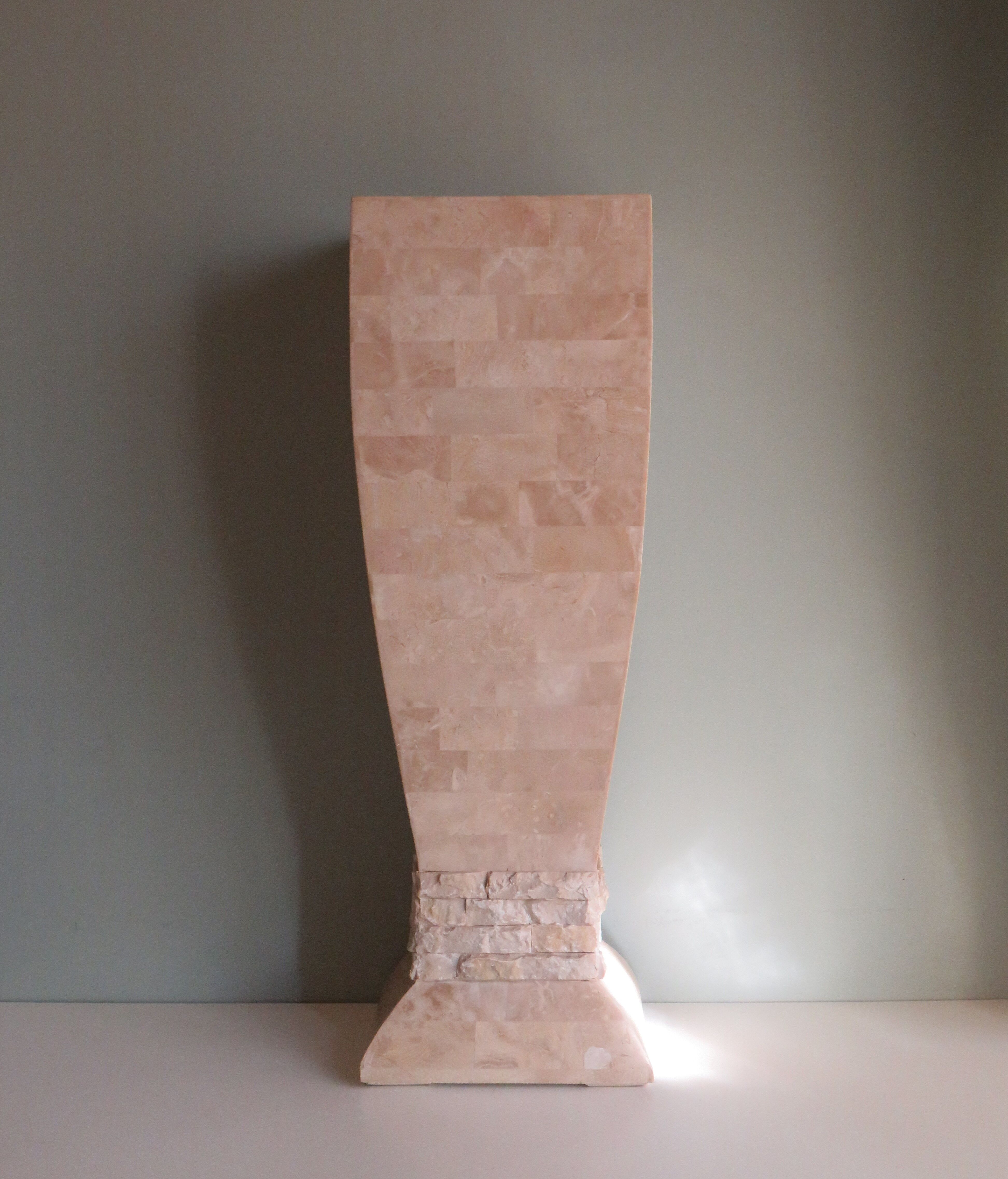 Column, Hollywood Regency style travertine pedestal, 1970s