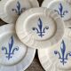 Set of 5 antique Gien plates – Fleur de Lys pattern – Ironstone