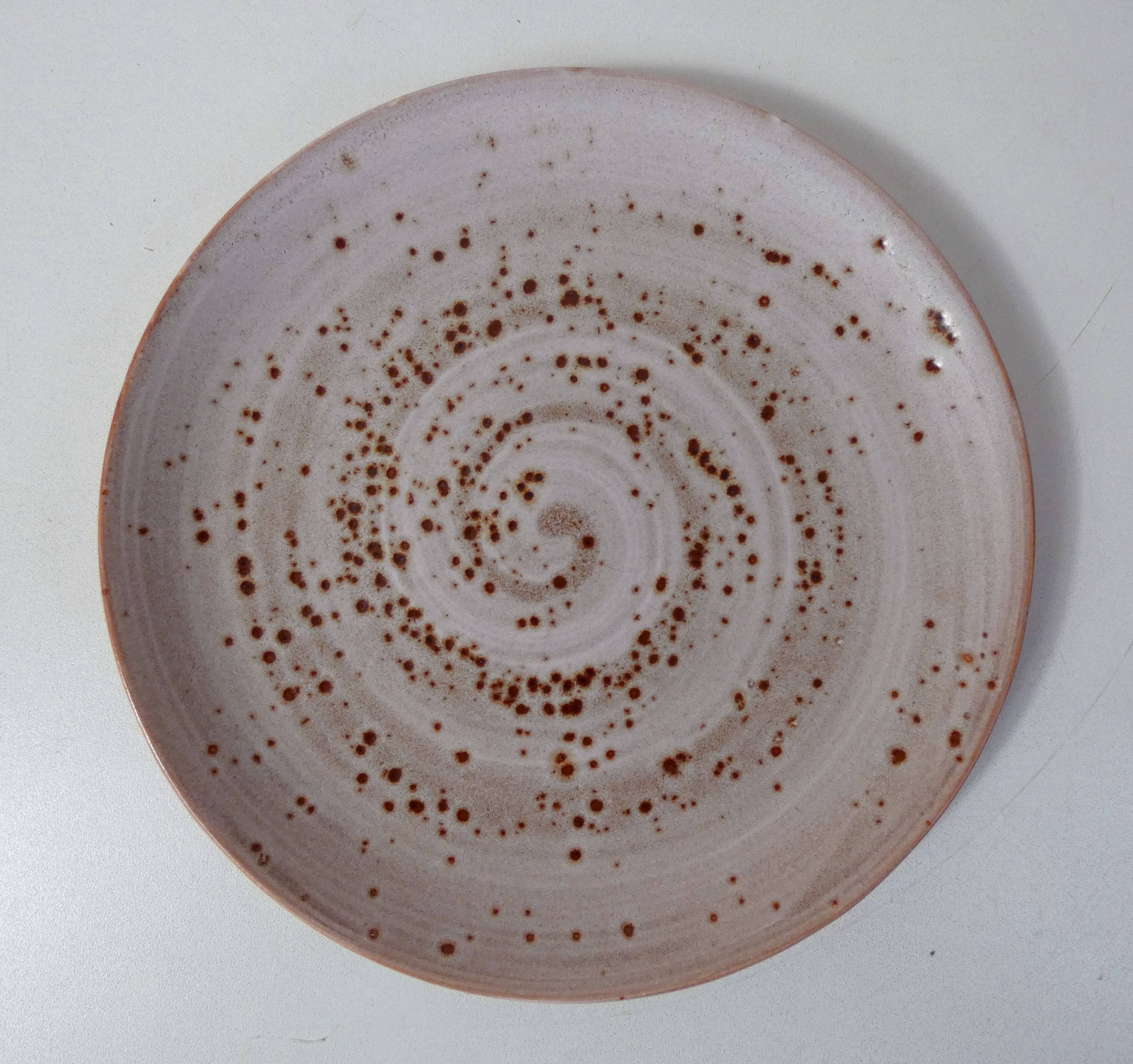 6 signed stoneware dinner plates