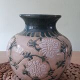 Vase en faïence art deco émaux craquelés circa 1930, signature à identifier